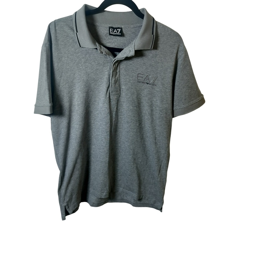 EA7 Emporio Armani Mens Gray Short Sleeve Polo Shirt Logo 3GPF55 PJ03Z‎ XL